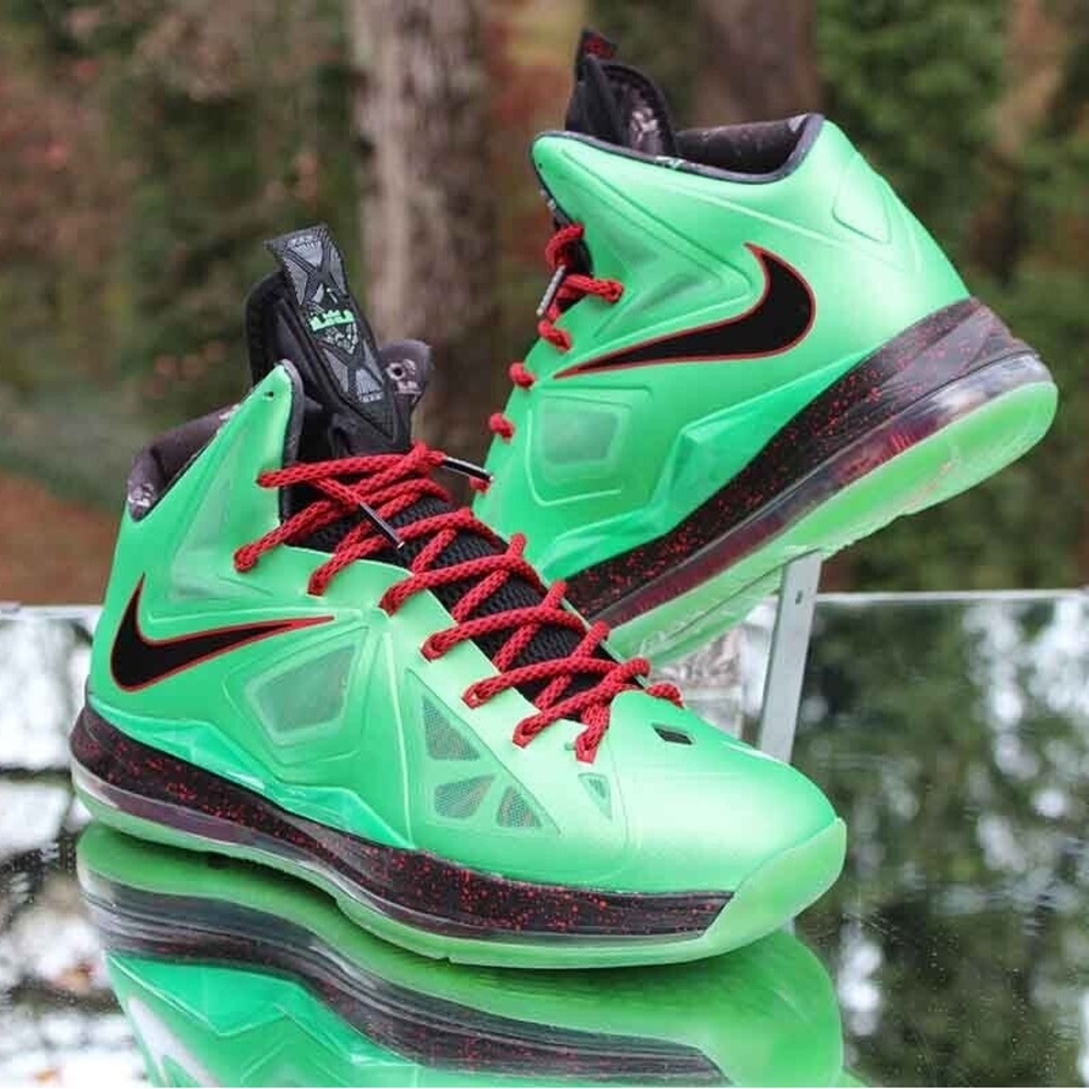 Nike LeBron 10 X Cutting Jade Size 9.5 Tourmaline Green Black Red 541100-303